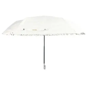 Payung wanita elegan kualitas tinggi Logo kustom payung matahari lipat tiga perlindungan UV