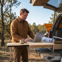 Table de coffre de voiture coulissante en bois de 18 mm pour camping en plein air, pique-nique, stand de vente mobile, poste de travail pour photographe