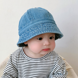 Cappello a secchiello alla moda per bambini per bambini primavera e autunno a prova di sole stile <span class=keywords><strong>pescatore</strong></span> di jeans per attività all'aperto per neonati - Product Image 2