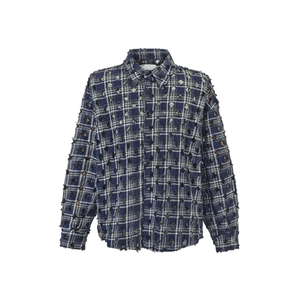 <span class=keywords><strong>เสื้อ</strong></span>เชิ้ตผ้าสักหลาดลายสก็อตแบบดิสเทรส แต่งรอยขาด แต่งขอบด้วยเชือกผูก สำหรับผู้ชาย สไตล์เรโทร วินเทจ สต<span class=keywords><strong>รี</strong></span>ทแวร์ แขนยาว - Product Image 5