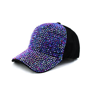 Berretto da <span class=keywords><strong>Baseball</strong></span> Vintage Hip-pop con diamanti protezione solare con strass con visiera da esterno berretto rosa per ragazza - Product Image 3