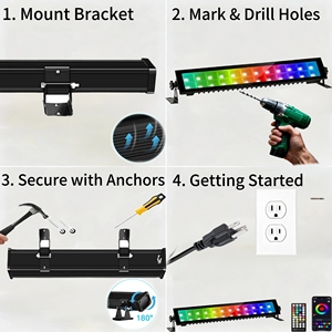 أضواء جدارية مقاومة للماء IP66 من الألومنيوم بألوان RGBW، إضاءة زينة للكريسماس، أضواء <span class=keywords><strong>LED</strong></span> خارجية متعددة الألوان وأشعة فوق بنفسجية للمنازل والمتنزهات الترفيهية - Product Image 5