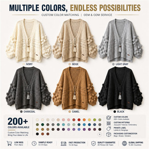 Boho Crochet <strong>Cardigan</strong> <strong>Women</strong> <strong>Oversized</strong> Chunky Knit Sweater Handmade Balloon Sleeve Knitwear Manufacturer - Product Image 2