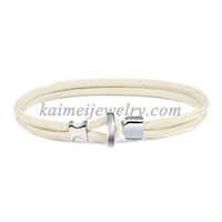 Bracelet unisexe en corde de nylon marine, style streetwear, fait main, double corde, avec fermoir argenté