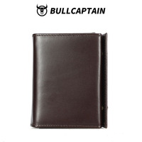 BULLCAPTAIN Dompet Kartu Kulit Asli Minimalis Tipis 4 Inci dengan Ritsleting, Anti RFID, untuk Kartu Kredit 30mm