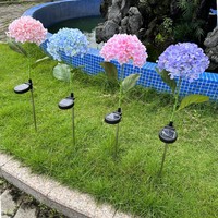 Lampe solaire LED en forme de fleur d'hortensia YH pour décoration de jardin extérieur, indice de protection IP65, alimentation DC 6V, télécommande, éclairage multicolore détachable