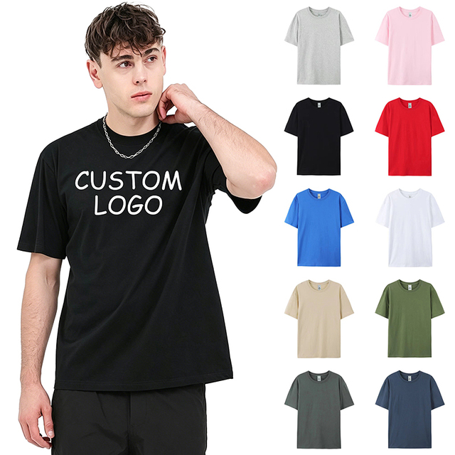 Unisex Summer 180GSM 100% Cotton Oversized Blank Crew Neck T Shirt With Custom Logo Printing