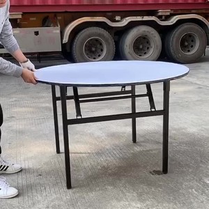 Huiqianhuan Furniture Round <b>Aluminum</b> Alloy Dining <b>Table</b> For Restaurant Hotel Banquet Wedding Hall Durable Frame 140cm - Product Image 2