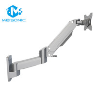 Support ergonomique en aluminium Meisonic T8-GA02-W pour deux moniteurs de bureau, bras à ressort à gaz, support automatique réglable et pivotant, nouveau produit