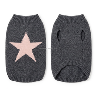 Heather-Graue Strickweste mit Großem Rosa Stern-Jacquardmuster für Haustiere, Ärmellose Hunde- und Katzenpullover für Herbst, Winter und Sommer, Kleidung für Kleine und Mittelgroße Hunde, Maßanfertigung