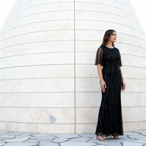 Custom Wholesale Premium Sequins Embroidery polyester Abaya <b>Dress</b> <b>for</b> <b>Muslim</b> <b>Women</b> Elegant Occasion - Product Image 4