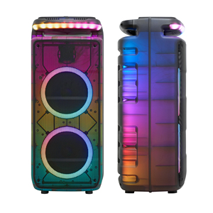 Altavoz Portátil con Batería Doble de 8 Pulgadas, Nuevo, con Carcasa Transparente, Altavoz de Karaoke para Fiestas en Casa con LED Multicolor - Product Image 1