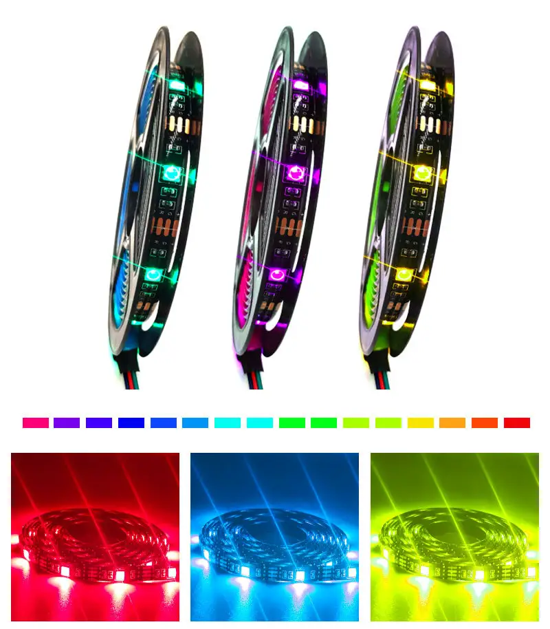 เทปไฟพื้นหลังทีวี LED RGB 5050,เทป USB เชื่อมต่อ USB ไฟเส้น LED RGB พร้อมการควบคุมขนาดเล็ก5V