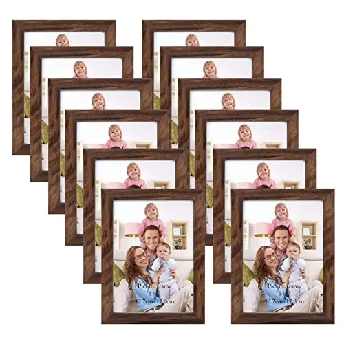 Fabriek Prijs Muur Desktop Collage Poster Home Decor Frame Sets Multi Rustieke Walnoot Hout Fotolijsten Mdf Opknoping Fotolijst