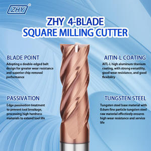 ZHY <span class=keywords><strong>UEX</strong></span> Fraises à queue carrées en carbure à 4 cannelures, revêtement TIALSIN, 60 Hrc, haute vitesse - Product Image 2
