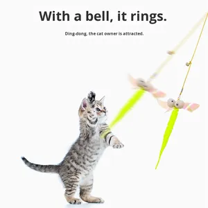 Nuevo Catnip retráctil fieltro gato Teaser varita juguete <span class=keywords><strong>puerta</strong></span> colgante mascota gato juguete-suministros para pájaros - Product Image 3
