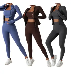 Breathable quick-drying long-sleeved yoga clothing women's nude fitness jacket zipper tight-fitting running sports top