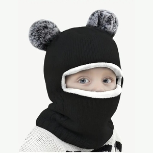 Bonnet en tricot chaud d'hiver avec logo personnalisé avec pompon pour le ski Sports de plein air quotidiens pour les enfants, les voyages décontractés, broderie personnalisée - Product Image 1