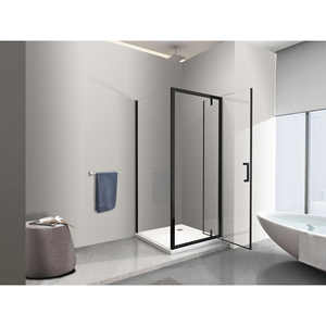 Black <b>Matte</b> 8mm Asymmetric Pins 110 (108-110) Fixed Side Wall Rototranslating <b>Shower</b> Door 70 (67-70) Fixed X Door <b>Shower</b> Rooms - Product Image 2