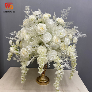 Centro de Mesa de Flores Artificiales Blancas para Boda, Venta al Por Mayor de Fábrica, con Flores de Glicinia - Product Image 1