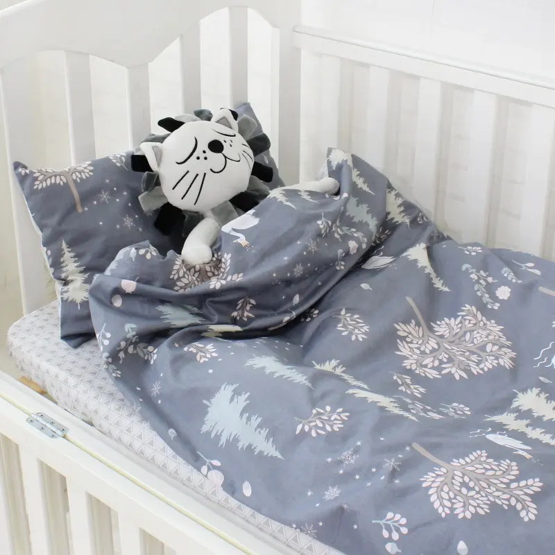 3pcs 100% Organic Cotton Children Cot Bed Linen Bumpers Quilt Pillow Sheet Crib Baby Bedding Sets