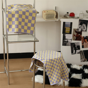 Nuovo Asciugamano in Cotone Pettinato Jacquard Colorato <span class=keywords><strong>a</strong></span> Scacchi Retrò, Assorbente per Viso e Bagno, Idea Regalo - Product Image 4
