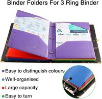 Dossiers de classement en plastique robuste de format lettre, de couleur assortie, avec perforation à 3 trous, pochettes avec porte-cartes de visite