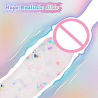 Dildo en silicone avec base évasée, jouet sexuel pour adultes avec manche courbé et boules pour le point G vaginal et la prostate anale