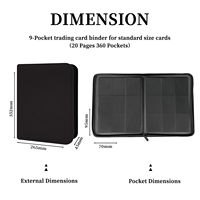 Classeur Premium Jinda à 9 pochettes en PU rigide avec fermeture éclair, compatible avec les cartes standard Toploader, cartes de sport, cartes TCG et cartes de visite
