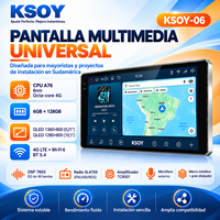 KSOY Radio mobil Universal, layar sentuh 9 inci 10 inci Android 16 6 + 128G layar QLED GPS BT Multimedia mobil
