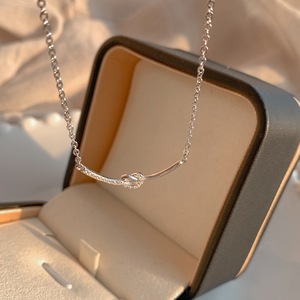 Collier ras de cou en argent massif S925 avec pendentif en forme de cœur, diamant unique, diamant artificiel, zircon, chaîne de clavicule tendance - Product Image 1