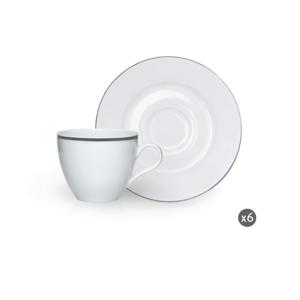 Juego Excelsa de 6 Tazas de Café de Porcelana Plateada de 10 Cl con Platos - Product Image 4