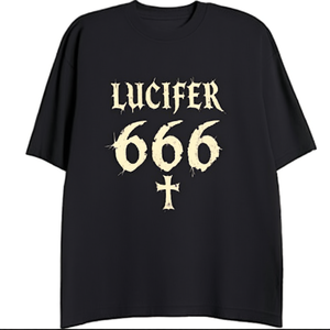 T-shirt pour femme Lucifer 666 au design gothique, 100% coton, col rond, manches courtes, coupe classique, toutes saisons - Product Image 1