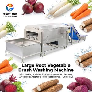 Large Root Vegetable Yam Turnip Beetroot Brush Washing <b>Machine</b> With Soaking Pool And Multi <b>Row</b> Spray Nozzles For Vegetable Plant - Product Image 1