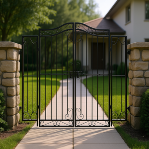 Puerta de Jardín de Hierro Forjado Negro, 47.6x3.1x59.1 Pulgadas, Apertura Manual, Diseño Tradicional, Fácil Instalación - Product Image 3
