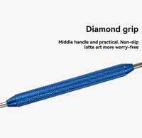 Outil professionnel double tête pour l'art du café latte, aiguille en acier inoxydable avec pointe spirale et cuillère large pour la création de motifs 3D en mousse
