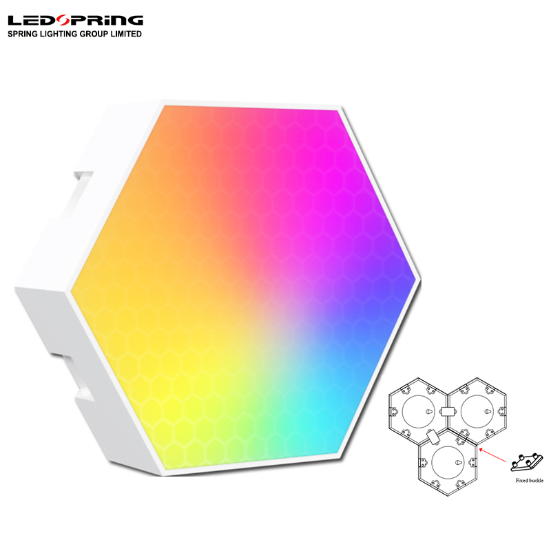 Gaming Room Smart RGB Wall Lamp Music Sync WiFi USB Remote Control LED Hexagon Splicing Light DIY Ambient Lights Plastic White