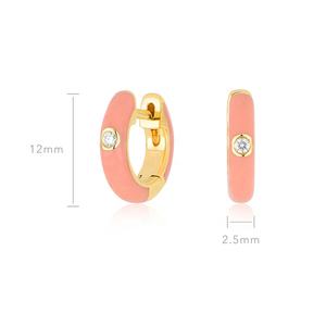 <span class=keywords><strong>Orecchini</strong></span> a Cerchio Colorati Gemnel in Argento 925, Arcobaleno Smaltato con Diamante Singolo, Piccoli <span class=keywords><strong>Orecchini</strong></span> a Cerchio - Product Image 5