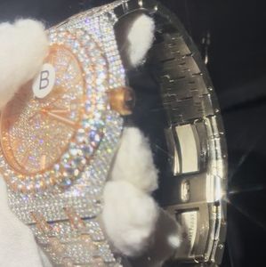 VVS D Color Moissanite Reloj Totalmente Automático Mecánico Movimiento Suizo Lujo Busto Abajo Reloj Diseñador Hip Hop Reloj - Product Image 4