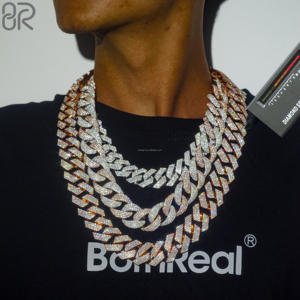 สร้อยคอเพชรโมอิสขนาด18มม. 20มม. 22มม. 24มม. สร้อยข้อมือแบบคิวบาออกแบบได้ตามต้องการ - Product Image 1