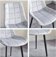 Chaise de salle à manger moderne de luxe nordique rembourrée en velours pour restaurant, cuisine en tissu pour table avec cadre en métal et coussin doux