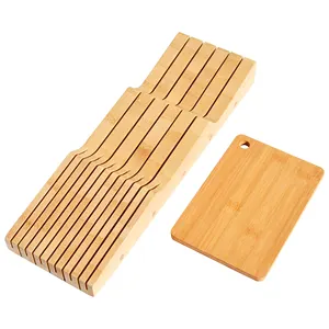 Youlike Luxe Natuurlijke Bamboe Messenblokhouder Met Bamboe Snijplank Voor Keukengebruik