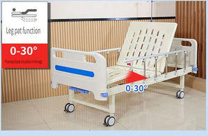 <span class=keywords><strong>Lit</strong></span> médical manuel à cadre en acier avec roulettes à verrouillage centralisé pour les soins à domicile et les soins aux patients - Product Image 3