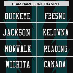 Camiseta de Fútbol Americano Personalizada con Diseño de Rayas y Grafiti en Negro y Verde Medianoche - Product Image 3