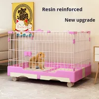 Cage intérieure pour lapins avec deux plateaux de récupération de déchets coulissants, grande maison pour cochons d'Inde anti-urine, enclos mobile pour animaux de compagnie sur roues