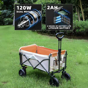 2026 नए चार पहिया स्टेनलेस स्टील कैंपिंग कार्ट रिमोट कंट्रोल इलेक्ट्रिक यूटिलिटी वैगन 7.5 "उपकरण के लिए फोल्डेबल बीच कार्ट - Product Image 3
