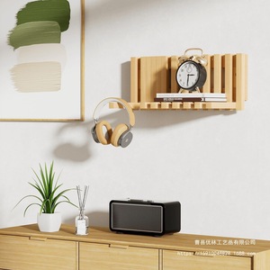 Wooden <b>Wall</b>-<b>Mounted</b> <b>Shelf</b> Grid Storage Rack For Books And Decorative Items Living Room Bedroom Use Durable Design - Product Image 2