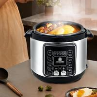 Cuisinière électrique à pression 6L grande capacité, multifonction intelligente pour la maison (cuisson à la vapeur, mijotage, pâtisserie), fonction minuterie, 1050W, aluminium
