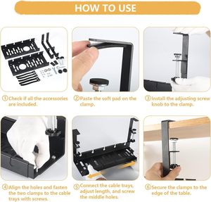 Bureau de service de câble extensible sans perçage Organisateur de câble rétractable 28.5-55 cm pour organisateur de lieu de travail - Product Image 6