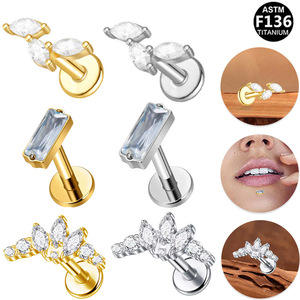Clous de lèvre en titane en forme de cœur, filetage interne G23, bijoux de piercing unisexe tendance - Product Image 4